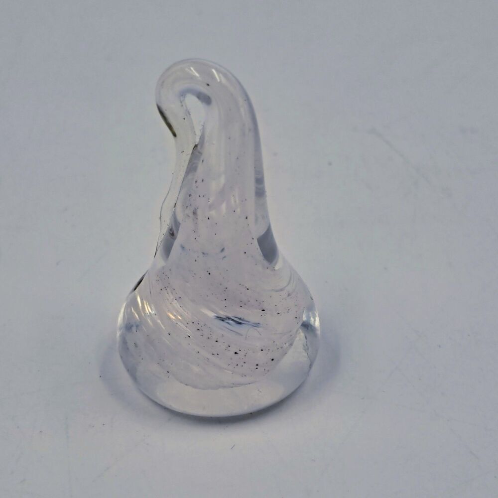Small 2" White Swirl Art Glass Hershey Kiss